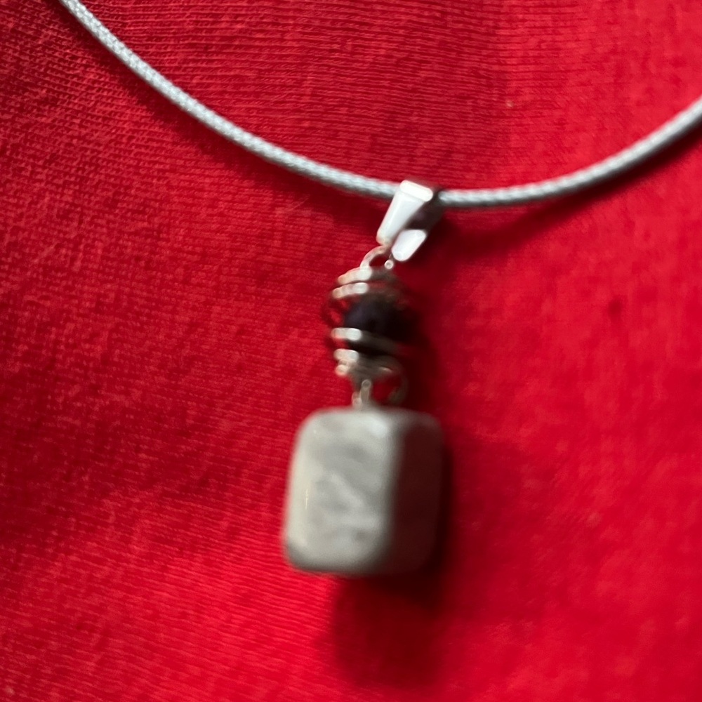 Hand Crafted Corded Medallion Necklace w Silver Quartz Diffuser Charm Wax Cord